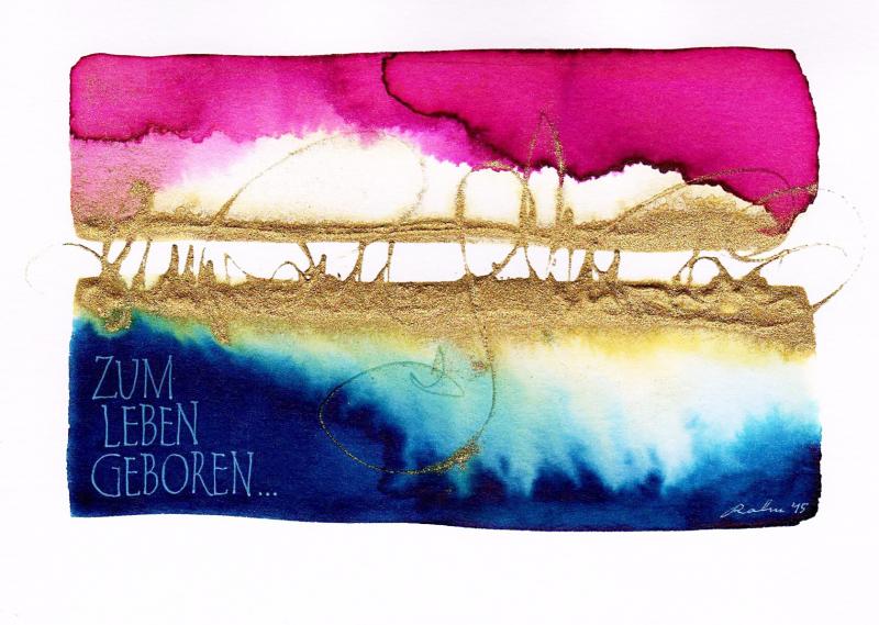 Spontanaquarelle mit Schriftspuren